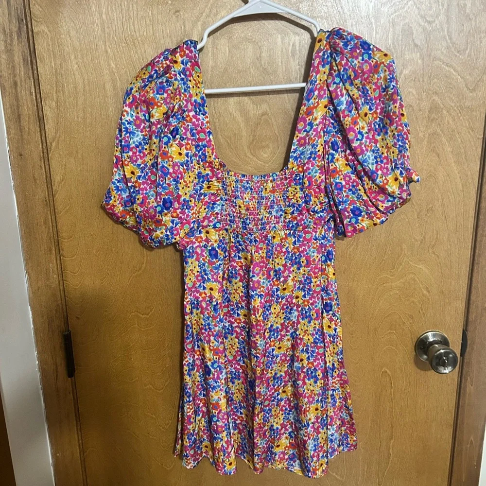 For Love & Lemons Women’s Sasha Mini Dress Blue Ditzy Floral - Size Small 🍋 - Picture 6 of 8